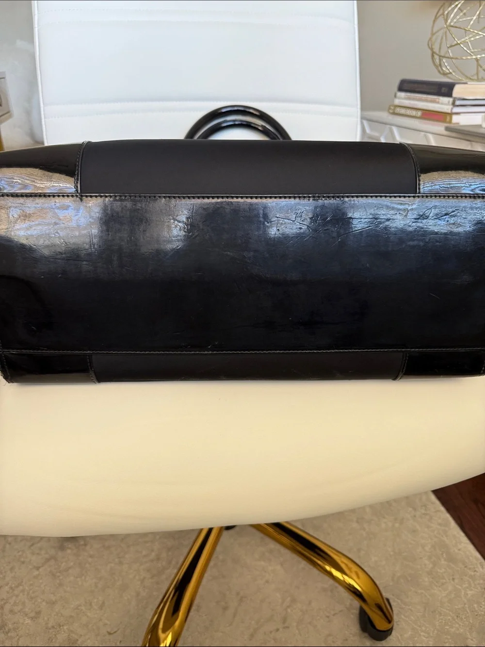 Tory Burch Black Nylon Tote with Patent Trim